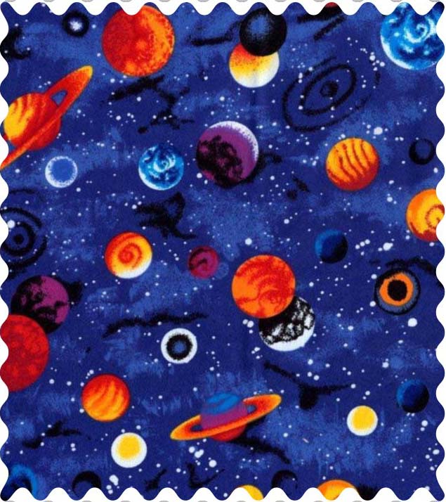 Planets Blue Fabric - 100% Cotton - 40 x 41 inches