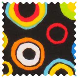 Colored Circles Black Fabric
