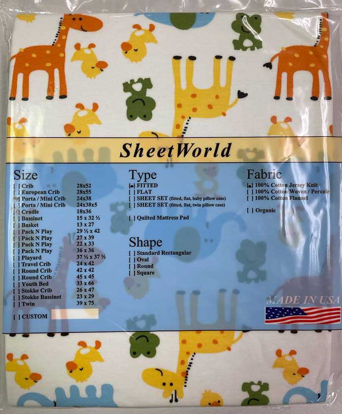 Baby Animals Cotton Jersey Mini Crib Sheet - 24 x 38