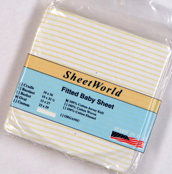 Yellow Stripe Fitted Cotton Jersey Mini Oval Sheet - Fits Stokke Mini 23x29