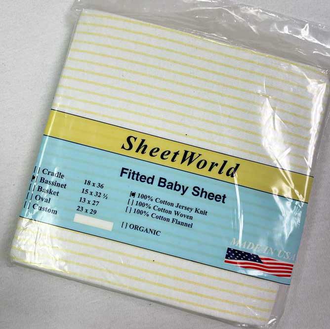 Yellow Stripe Cotton Jersey Bassinet Sheet - 15 x 33