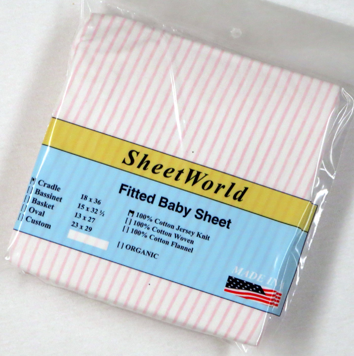 Pink Pinstripe Cotton Jersey Knit Cradle Sheet - 18 x 36