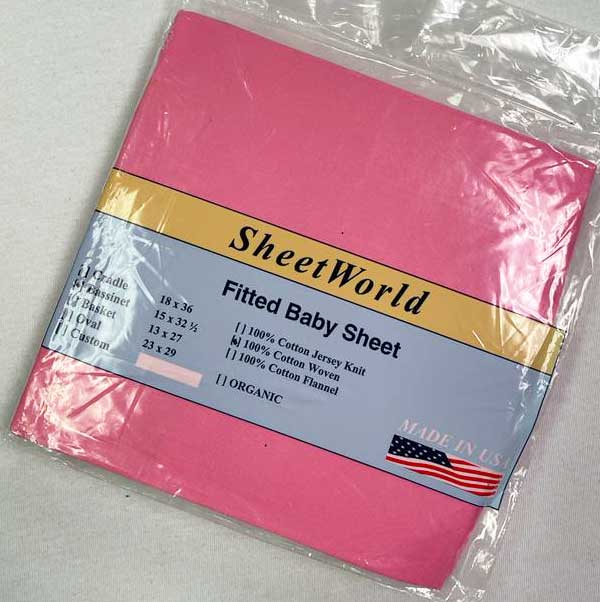 Solid Pink Cotton Woven Bassinet Sheet - 15 x 33