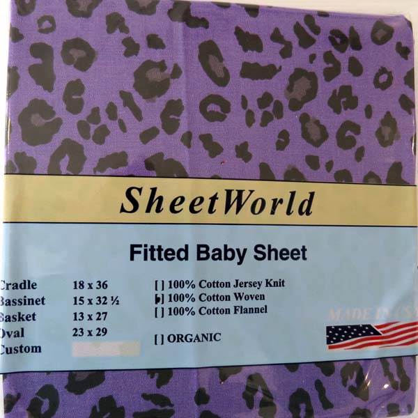 Purple Leopard Cotton Cradle Sheet
