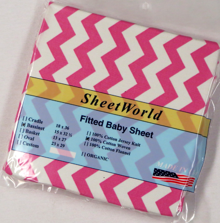 Pink Chevron Cotton Bassinet Sheet - 15 x 32