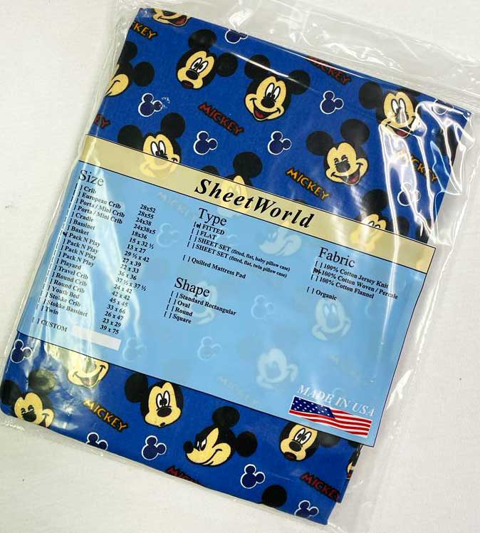 Mickey Mouse Blue Cotton Large Pack N Play Sheet - 29.5 x 42