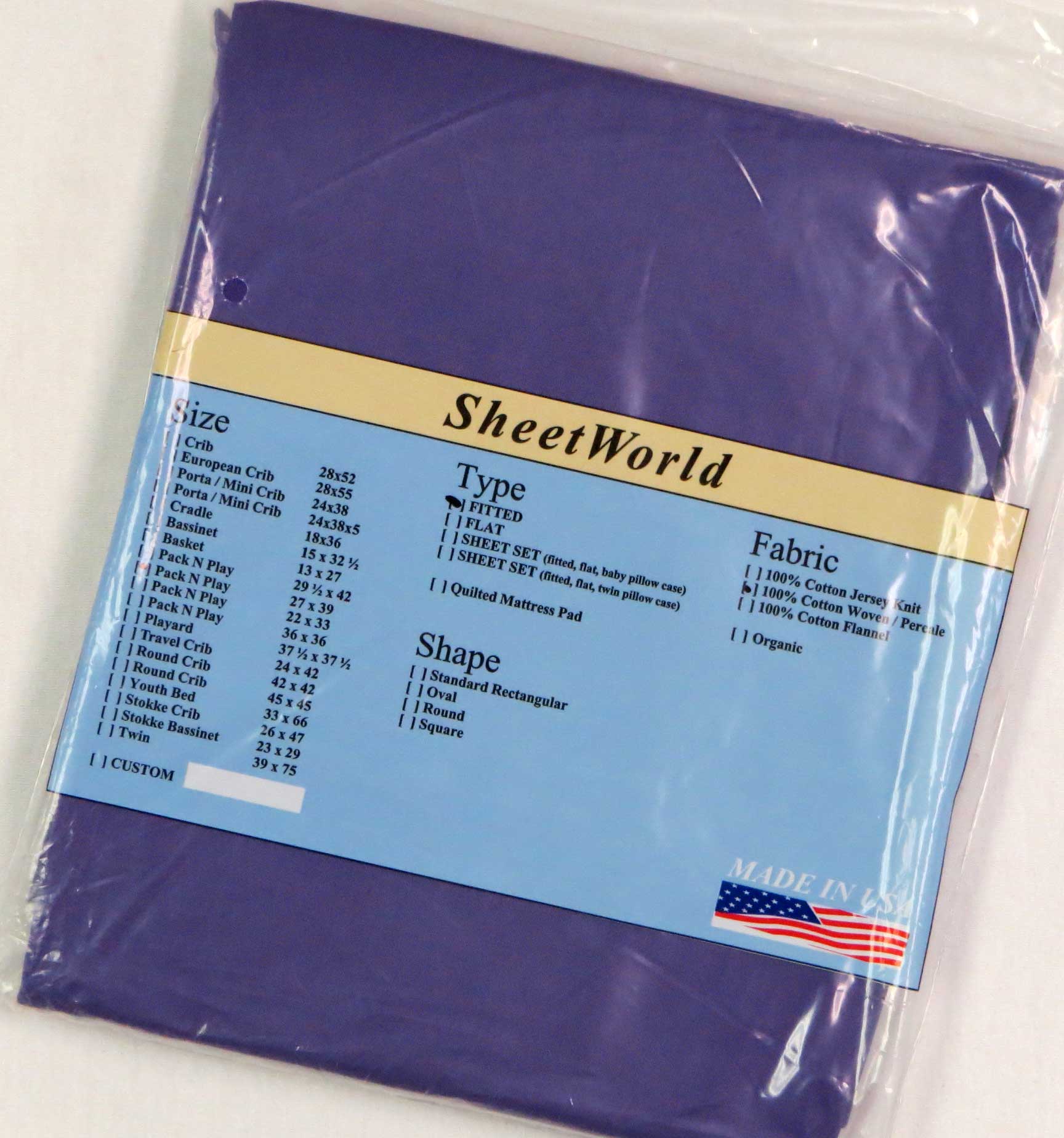 Solid Purple Cotton Fitted Pack N Play Sheet - Fits Graco - 27 x 39