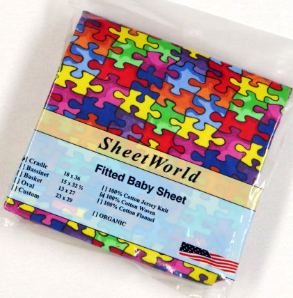 Primary Puzzle Cotton Woven Cradle Sheet 18x36