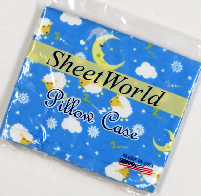 Sleepy Sheep Blue Cotton Flannel Baby Pillow Case