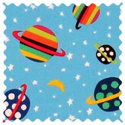 Planets Blue Fabric
