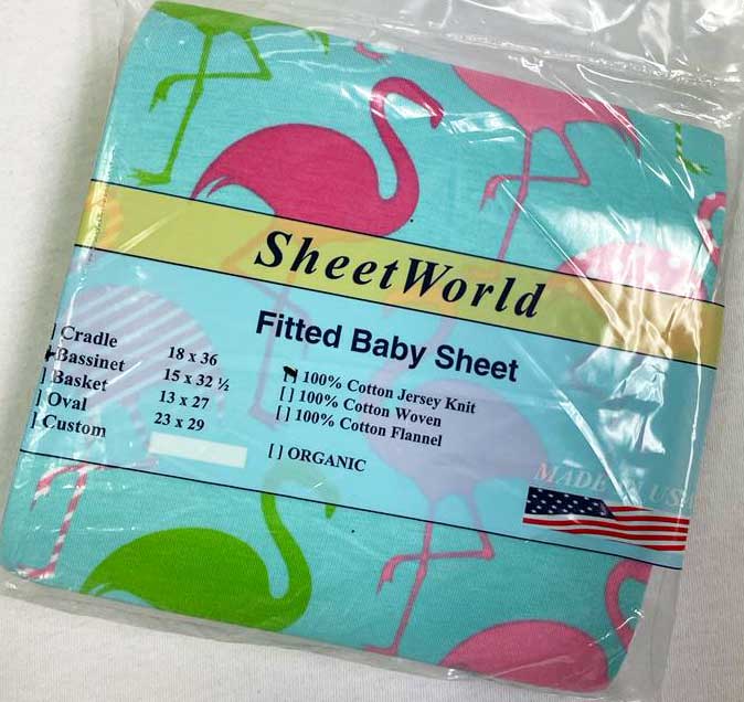 Flamingos Aqua Cotton Jersey Bassinet Sheet - 15 x 33