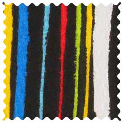 Colored Stripes Black Fabric