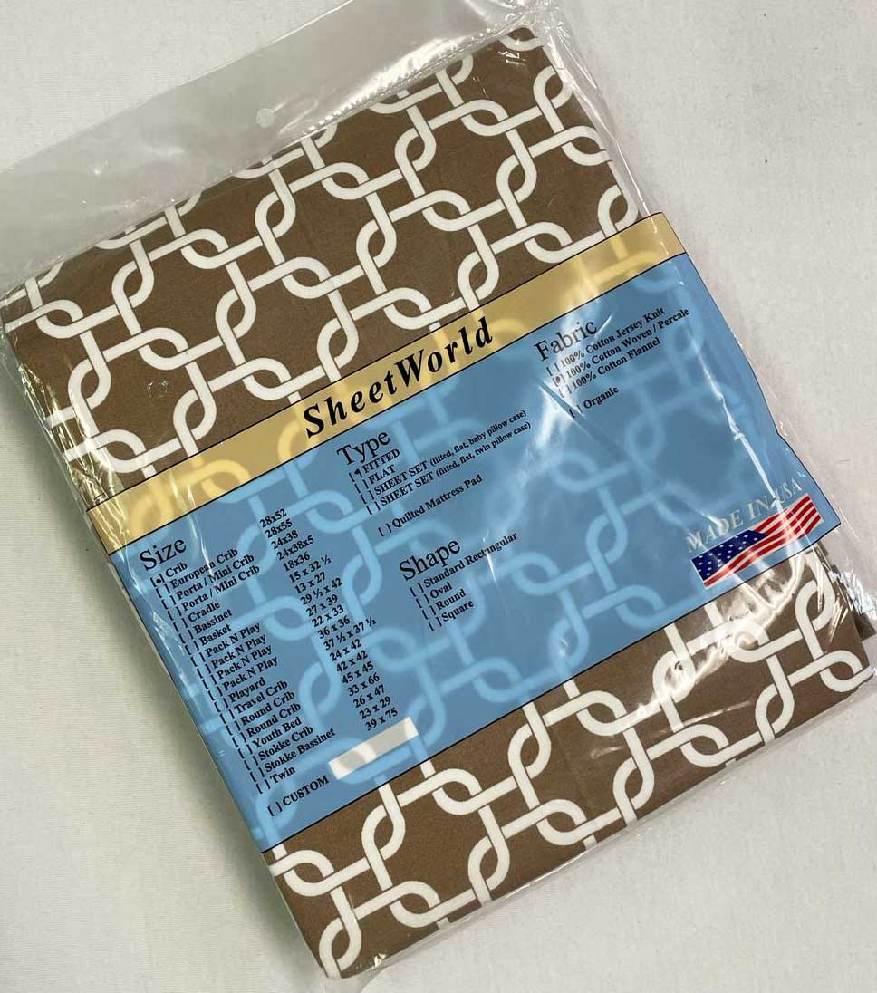Fitted Cotton Woven Crib Sheet - Camel Links - 28 x 52