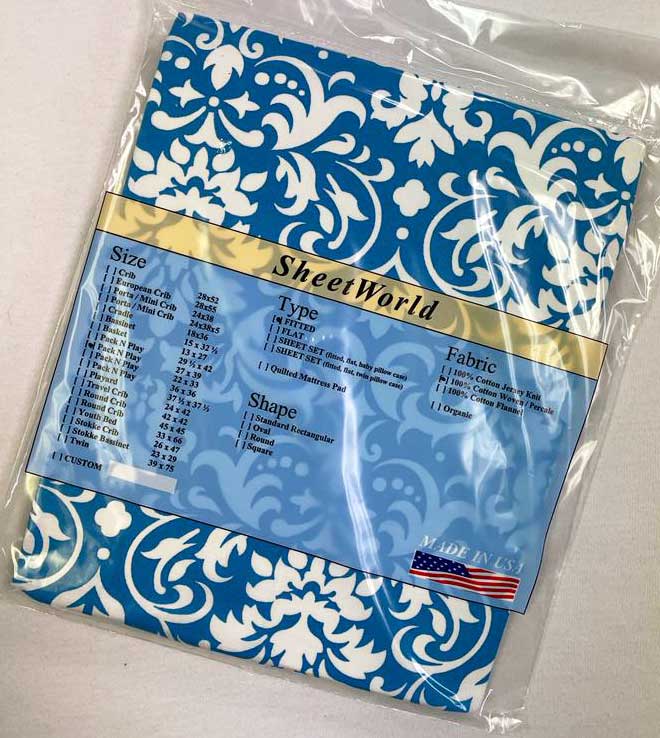 Blue Damask Cotton Fitted Pack N Play Sheet - Fits Graco - 27 x 39