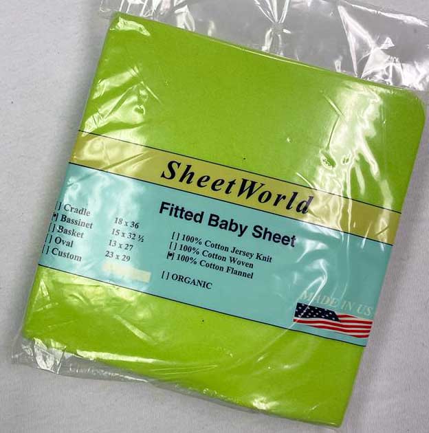 Solid Lime Cotton Flannel Bassinet Sheet - 15 x 33