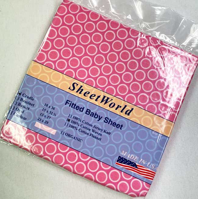 Pink Circle Dots Cotton Cradle Sheet - 18 x 36