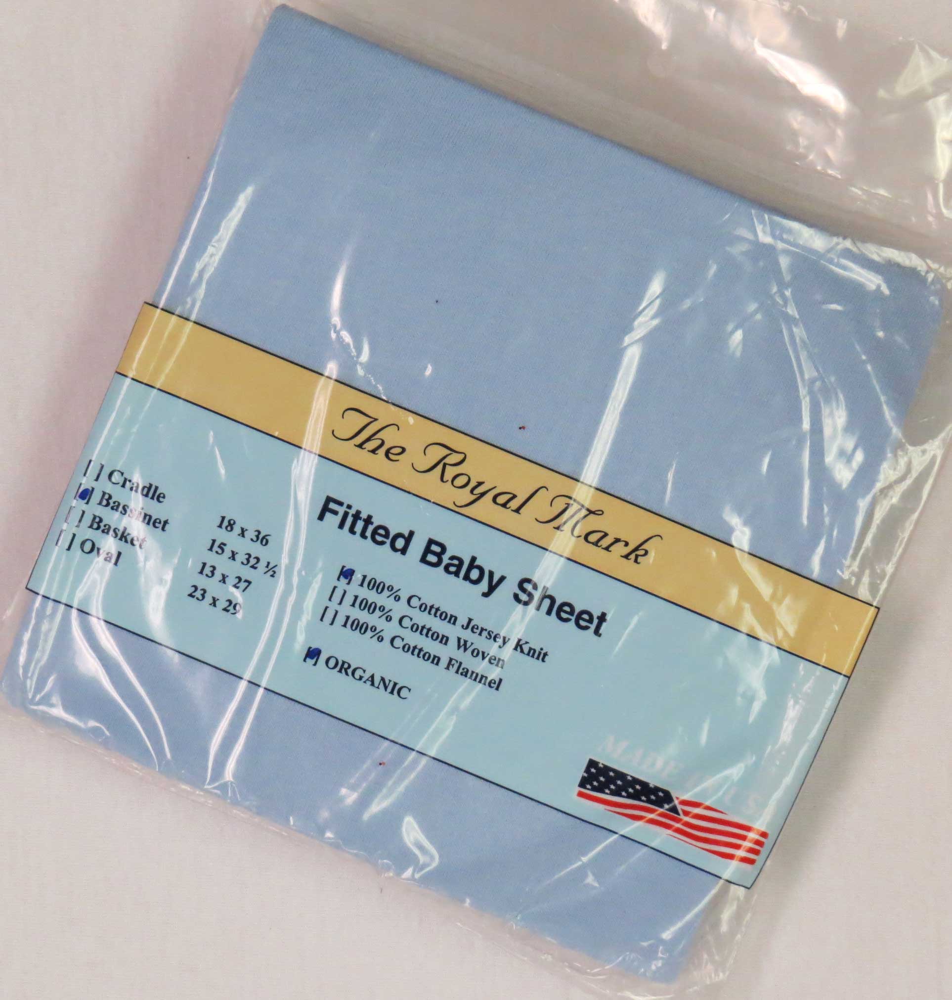 Solid Blue Organic Cotton Jersey Knit Bassinet Sheet