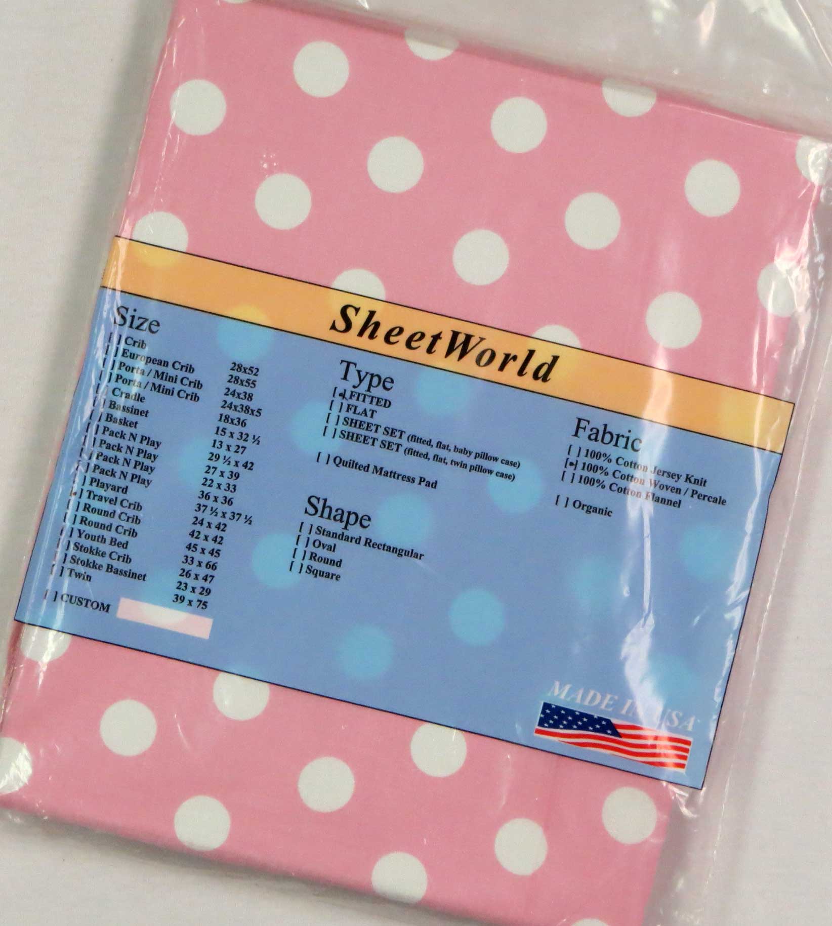 Polka Dots Pink Cotton Percale Travel Lite Playard Sheet - Fits BabyBjorn 24 x 42