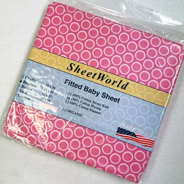 Pink Circles Dots Cotton Woven Bassinet Sheet - 15 x 33