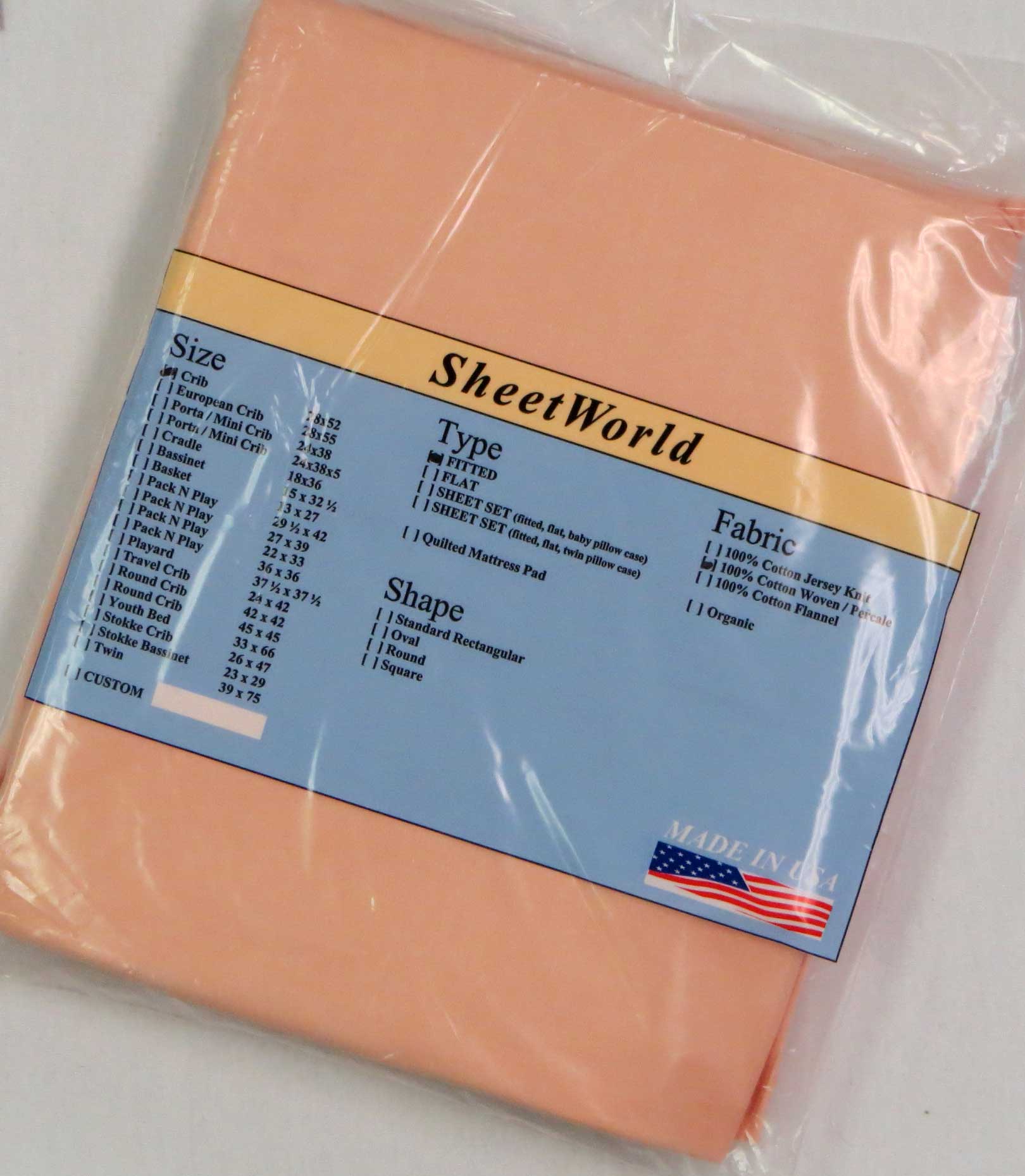 Solid Peach Cotton Crib Sheet - 28 x 52