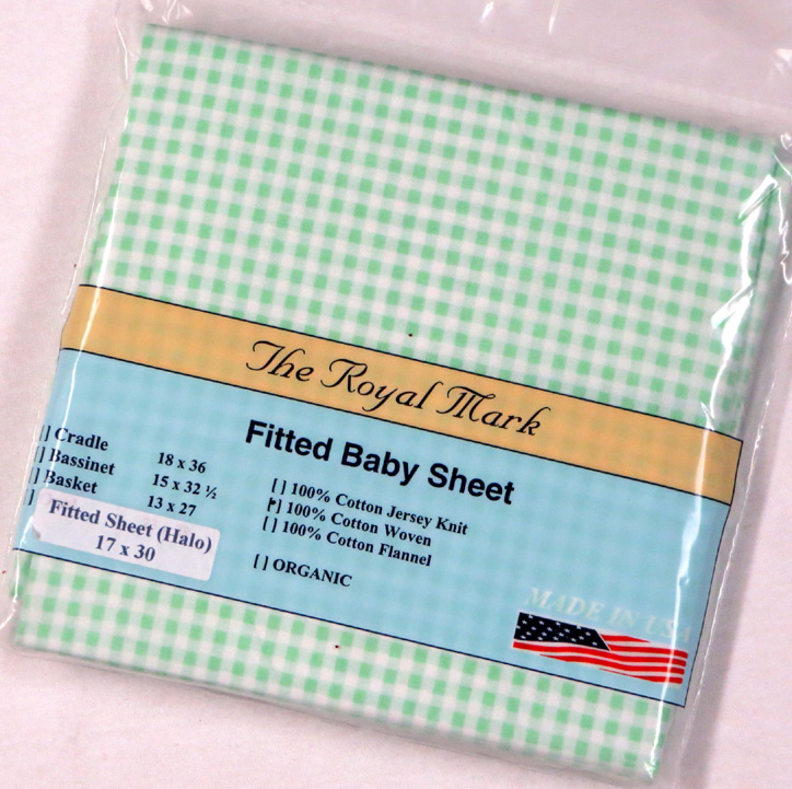 Green Gingham Cotton Bassinest Sheet - Fits Halo