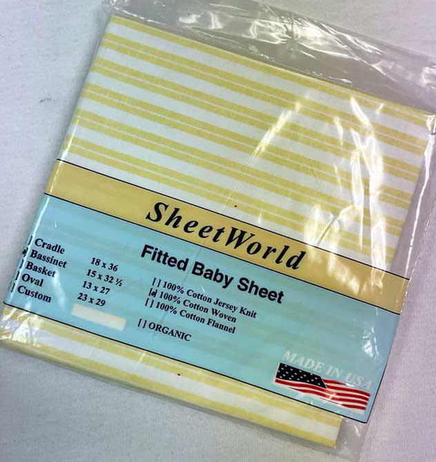 Dual Yellow Stripe Cotton Bassinet Sheet - 15 x 33