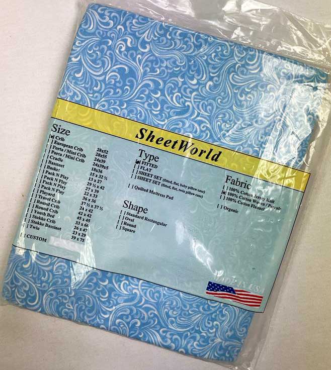 Swirls Blue Cotton Crib Sheet - 28 x 52