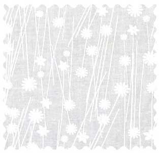 White On White Floral Stems Fabric