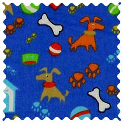 Doggy Play Blue Fabric