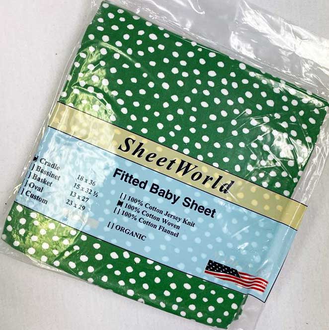 Scattered Dots Green Cotton Woven Cradle Sheet - 18 x 36