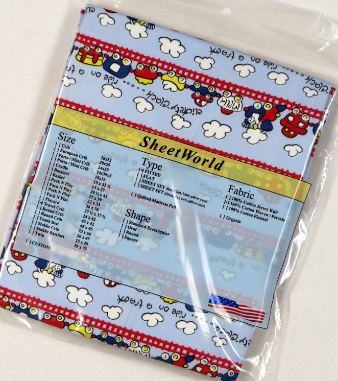 Fun Train Tracks Cotton Percale Travel Lite Playard Sheet - Fits BabyBjorn 24 x 42