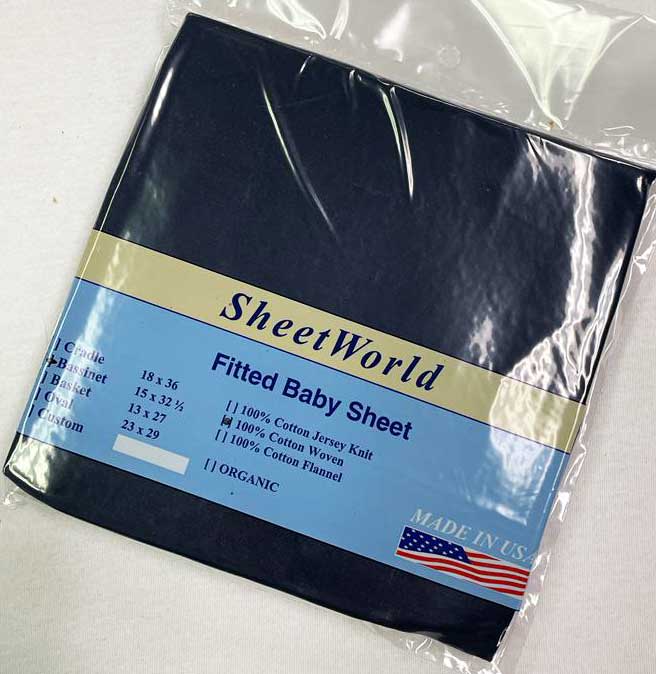 Solid Navy Cotton Woven Bassinet Sheet - 15 x 33