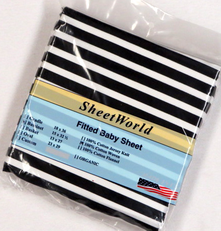 Black Stripe Cotton Bassinet Sheet - 15 x 32