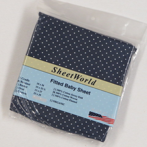 Pindots Navy Cotton Bassinet Sheet - 15 x 32