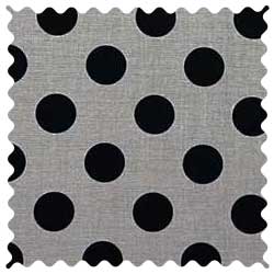 Black Polka Dots Grey Fabric