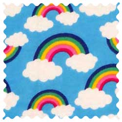 Rainbows Blue Fabric