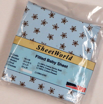 Brown Snowflakes Blue Cotton Bassinet Sheet - 15 x 32