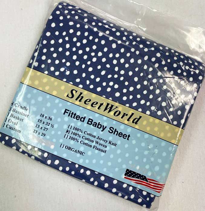 Scattered Dots Navy Cotton Woven Cradle Sheet - 18 x 36
