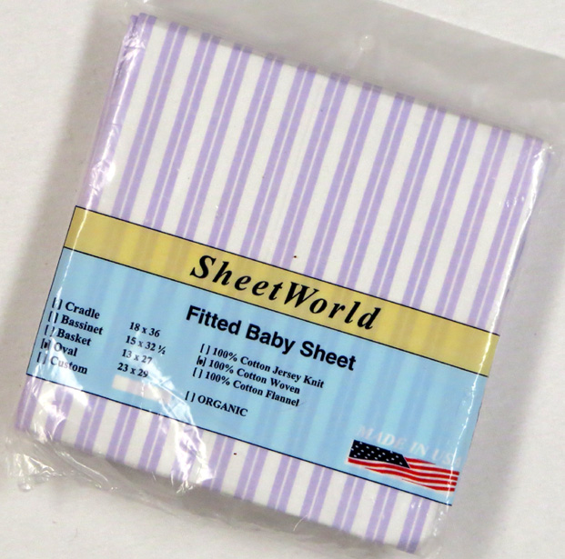 Lavender Dual Stripe Fitted Cotton Mini Oval Sheet - Fits Stokke Mini 23x29