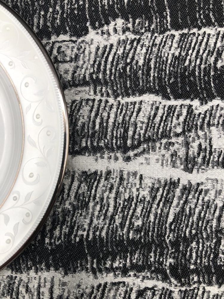 Black Gray Waves Jacquard Tablecloth