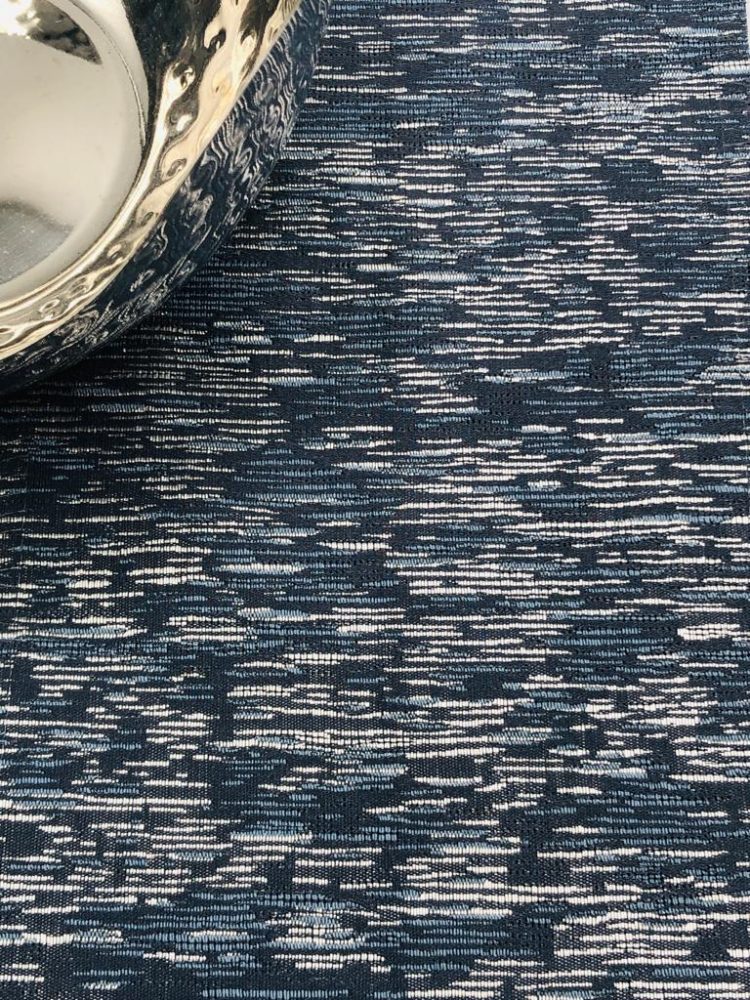 Navy Silver Stripe Jacquard Tablecloth