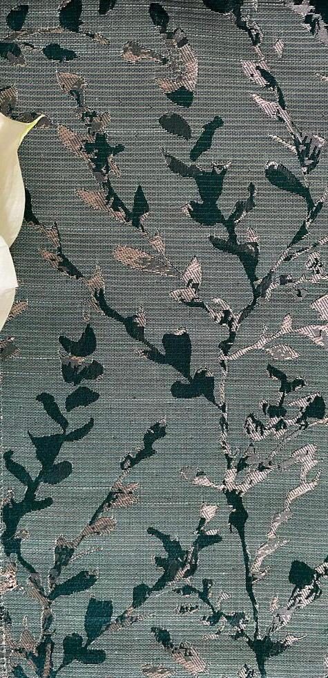 Moss Green Metallic Vine Jacquard Tablecloth