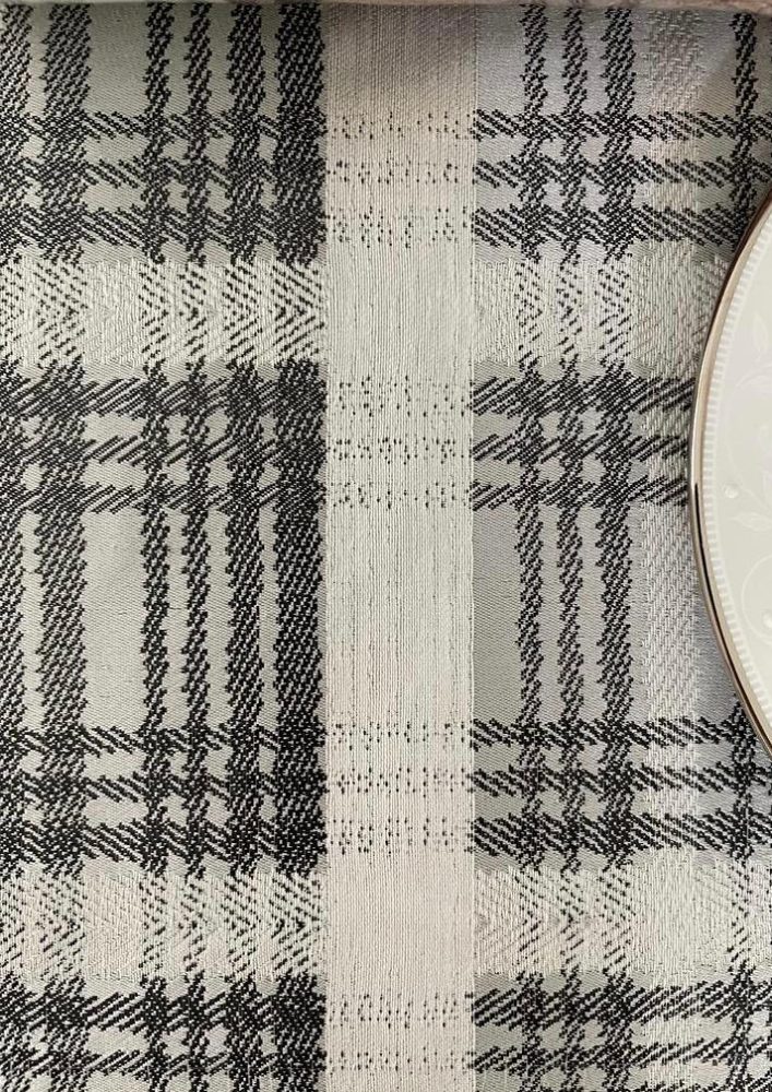 Black Gray Plaid Jacquard Tablecloth