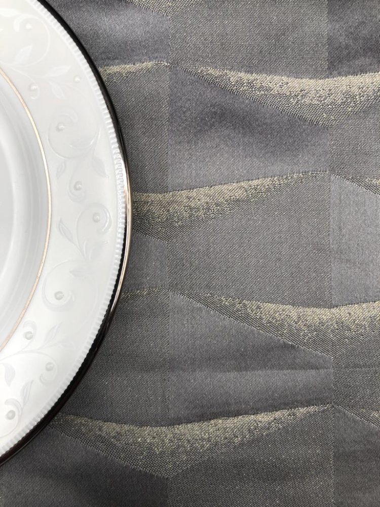 Gold Silver Gray Triangle Jacquard Tablecloth