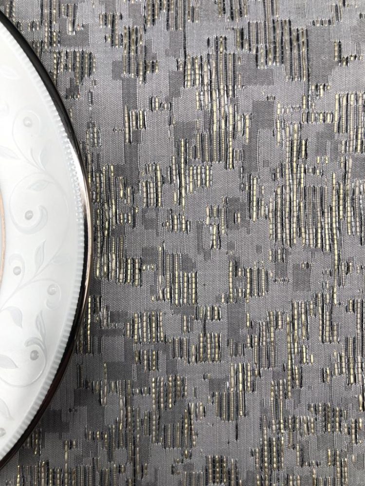 Gray Gold Mini Stripe Jacquard Tablecloth