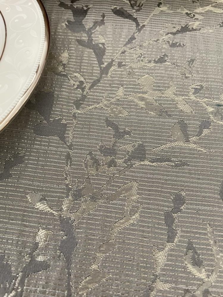 Gray Metallic Vine Jacquard Tablecloth