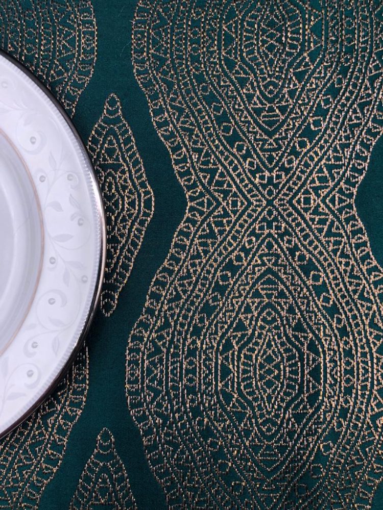 Green Gold Damask Jacquard Tablecloth
