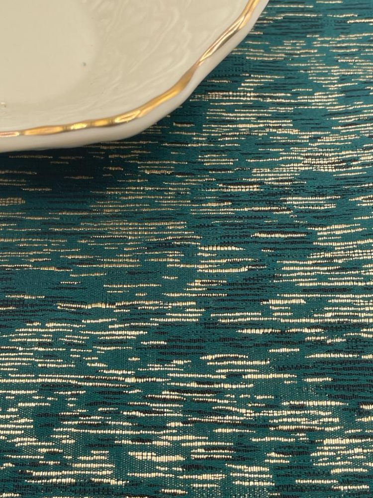 Green Gold Stripe Jacquard Tablecloth