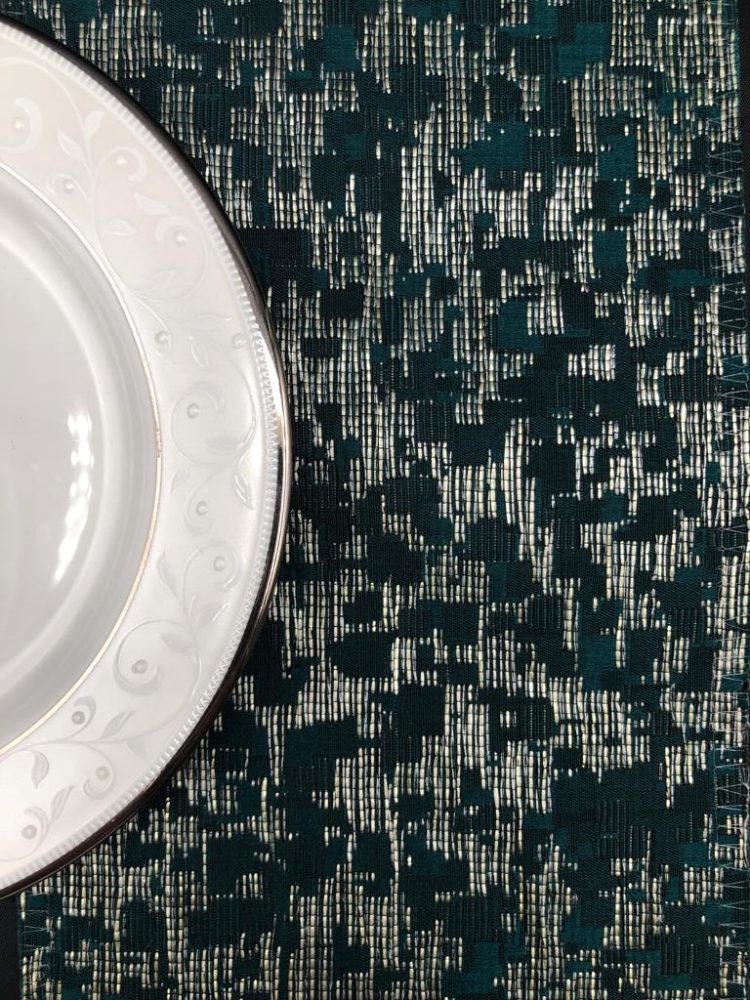 Green Silver Abstract Jacquard Tablecloth