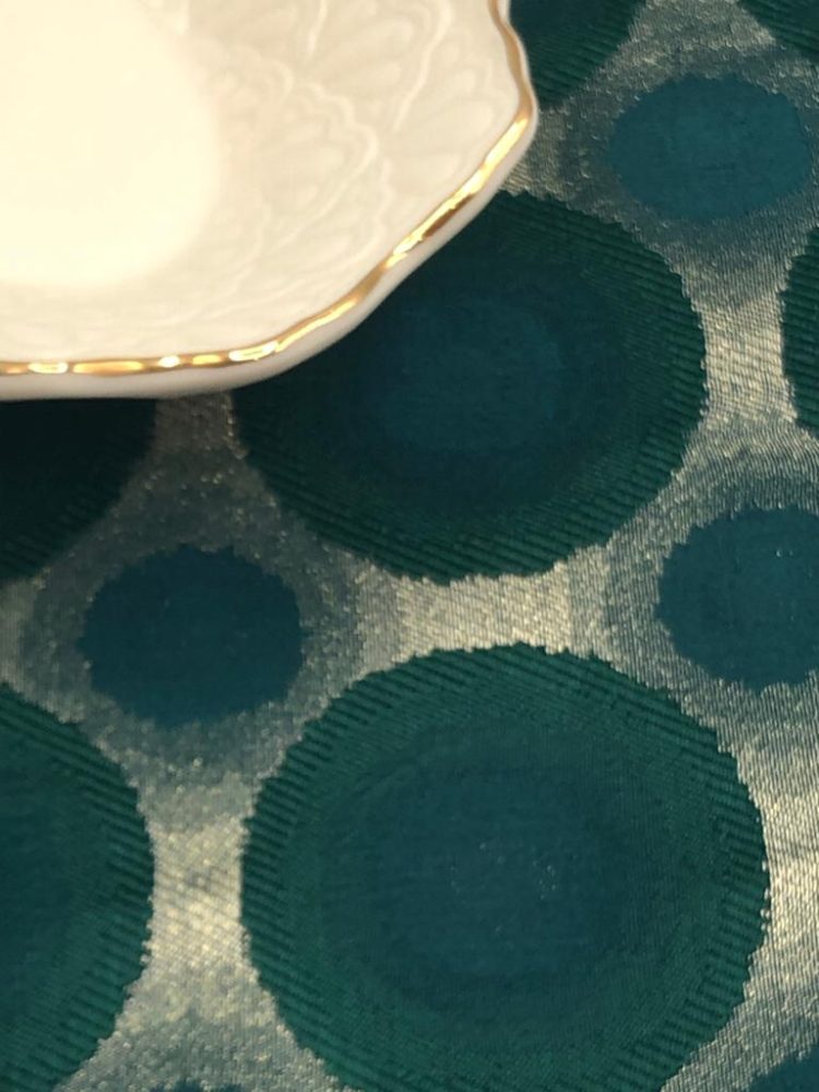 Green Silver Circles Jacquard Tablecloth